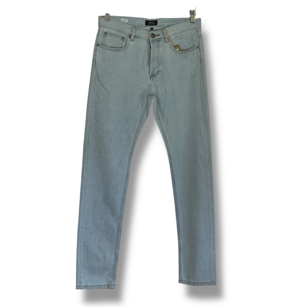 A.P.C. Jeans Womens Light Wash Bleached Blue Button Fly Straight Leg Size 29 NWT